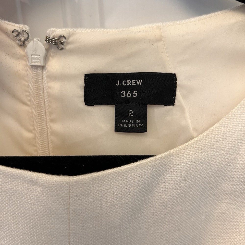 J.Crew 365 Ivory 100% Linen A Line Dress Pleated Sleeveless Work Luxe Minimal 2 - Picture 4 of 10